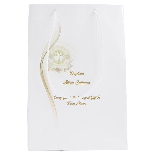 Bolsa De Regalo Mediana Glowing angels baptism  medium gift bags  (Anverso)