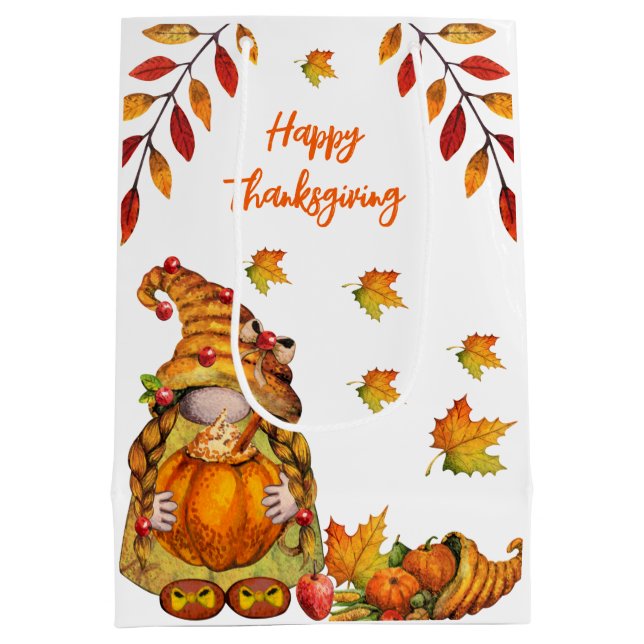 Bolsa De Regalo Mediana Gnome con calabaza (Reverso)