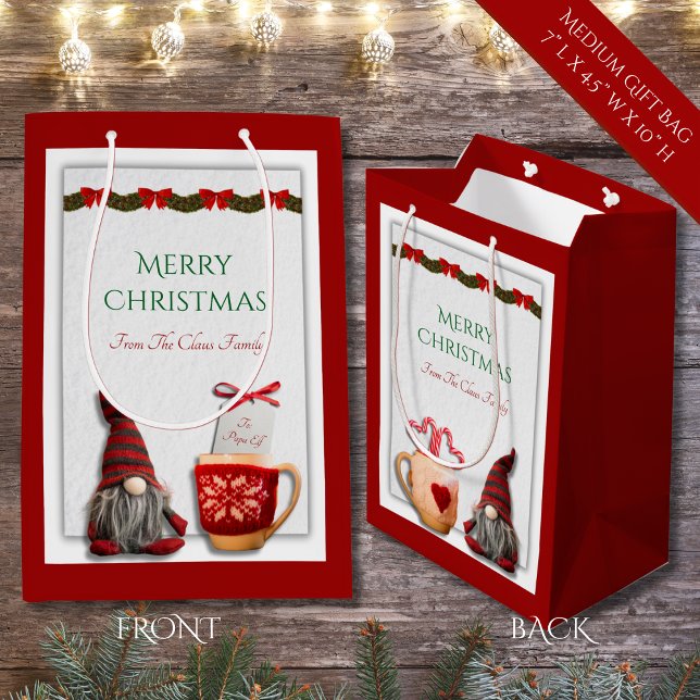 Bolsa de regalo mediana Gnome Navidad (Merry Christmas Gnome Medium Gift Bag)