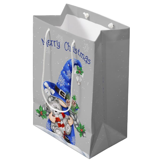 Bolsa De Regalo Mediana Gnome navidades con Teddy Bear (Angulo Anverso)