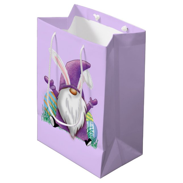 Bolsa De Regalo Mediana Gnome púrpura de Pascua (Angulo Anverso)