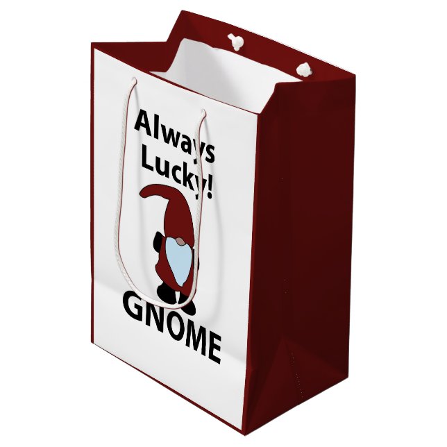 Bolsa De Regalo Mediana Gnome siempre afortunado Gnome (Angulo Anverso)