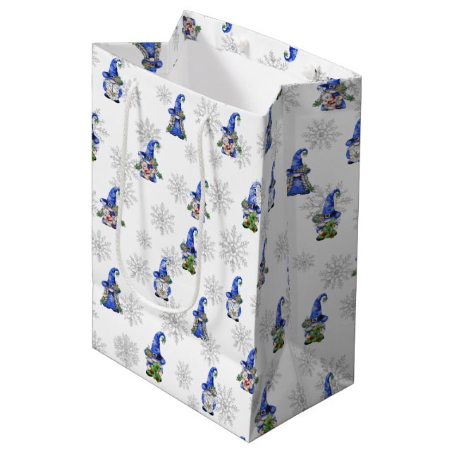 Bolsa De Regalo Mediana Gnomes navidades y copos de nieve (Angulo Anverso)