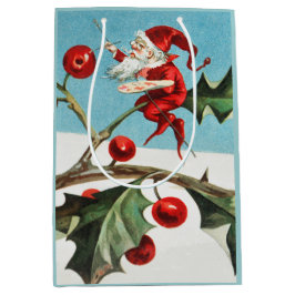 Bolsa De Regalo Mediana Gnomes painting holly berries in the snow