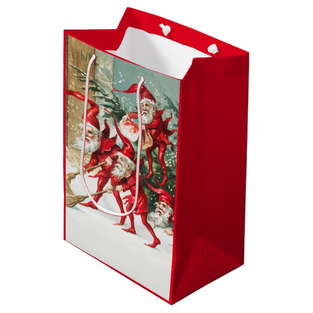 Bolsa De Regalo Mediana Gnomes sweeping snow with a broom (Angulo Anverso)