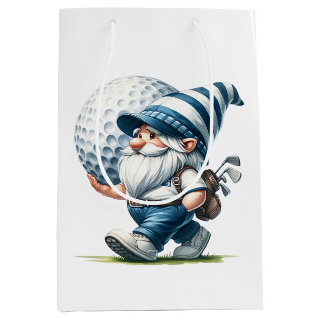 Bolsa De Regalo Mediana Gnomo de Golf (Anverso)