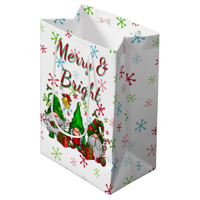 Bolsa De Regalo Mediana Gnomos Alegres y Brillantes (Angulo Anverso)