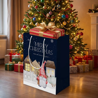 Bolsa De Regalo Mediana Gnomos personalizados Navidad Nieve Feliz Navidad