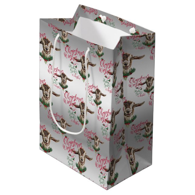 Bolsa De Regalo Mediana GOAT | Navidades Desean Besos De Cabra Bebé Tog (Angulo Anverso)
