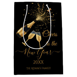 Bolsa De Regalo Mediana  Gold Champagne Cheers New Year