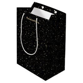 Bolsa De Regalo Mediana Gold faux glitter and sparkles