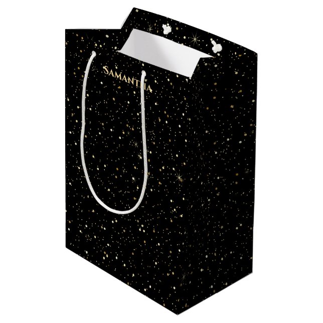 Bolsa De Regalo Mediana Gold faux glitter and sparkles (Angulo reverso)