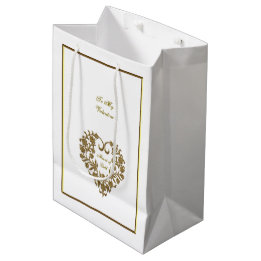 Bolsa De Regalo Mediana Gold Glitter Flourish Valentine