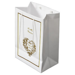 Bolsa De Regalo Mediana Gold Glitter Flourish Valentine