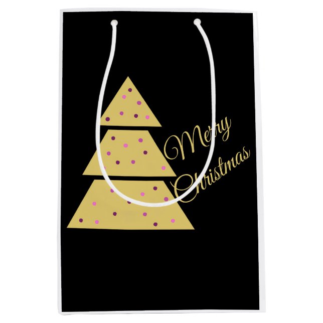Bolsa De Regalo Mediana Golden Christmas Tree Gift Bag (Anverso)