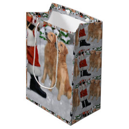 Bolsa De Regalo Mediana Golden Retriever cree en los Navidades