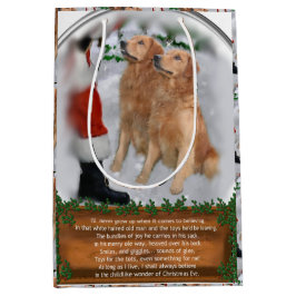 Bolsa De Regalo Mediana Golden Retriever cree en los Navidades