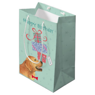 Bolsa De Regalo Mediana Golden retriever de los presentes de cumpleaños