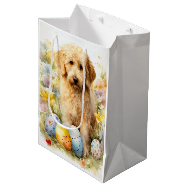 Bolsa De Regalo Mediana Goldendoodle con huevos de Pascua (Angulo Anverso)