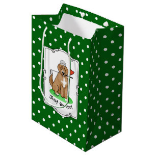 Bolsa De Regalo Mediana Goldendoodle Perro Jugando Golf (rojo whmk2) Diver