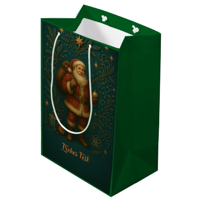 Bolsa De Regalo Mediana  Goldenes Initial H  mit Weihnachtsmann und Krone  (Angulo reverso)