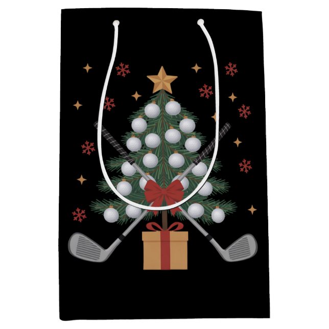 Bolsa De Regalo Mediana Golf Equipment Christmas Tree Christmas Golf (Anverso)