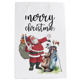 Bolsa De Regalo Mediana Golf Santa Claus con árbol de Navidad