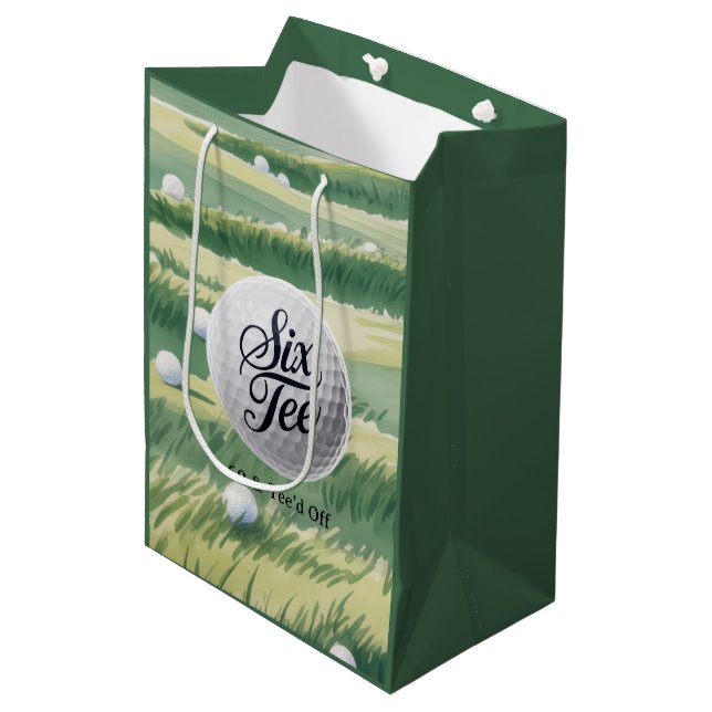 Bolsa De Regalo Mediana Golf Theme 60 & Tee’d Off Birthday Party  (Angulo Anverso)
