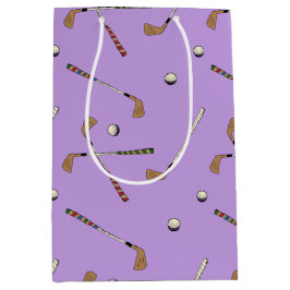 Bolsa De Regalo Mediana Golfista de Golf Retro Antiguo Palos Bolas Patrón 