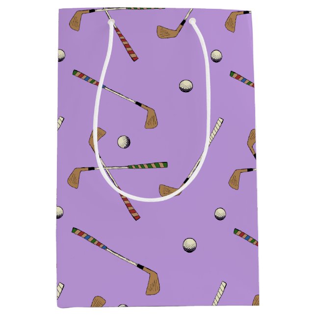 Bolsa De Regalo Mediana Golfista de Golf Retro Antiguo Palos Bolas Patrón  (Anverso)