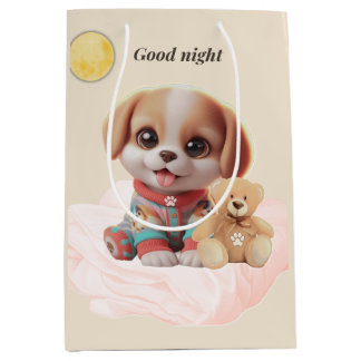 Bolsa De Regalo Mediana Good Night Cozy Puppy Gift Bag