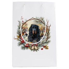 Bolsa De Regalo Mediana Gordon Setter Alegría de Navidad – Arte Canino Est