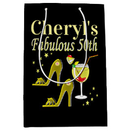 BOLSA DE REGALO MEDIANA GORGEOUS GOLD 50TH BIRTHDAY DISEÑN