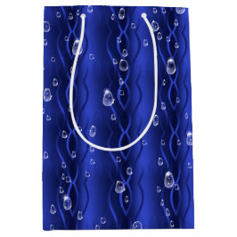 Bolsa De Regalo Mediana Gotas de lluvia azul Metalizado