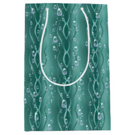 Bolsa De Regalo Mediana Gotas de lluvia Metalizado verdes