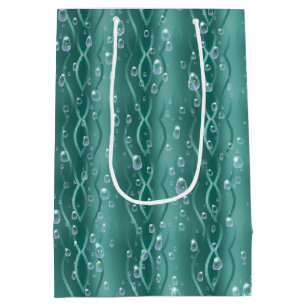 Bolsa De Regalo Mediana Gotas de lluvia Metalizado verdes