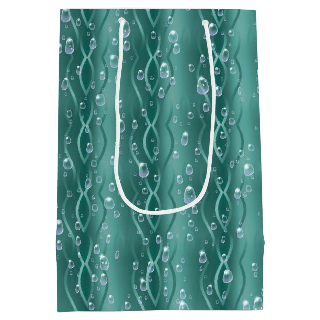 Bolsa De Regalo Mediana Gotas de lluvia Metalizado verdes (Reverso)