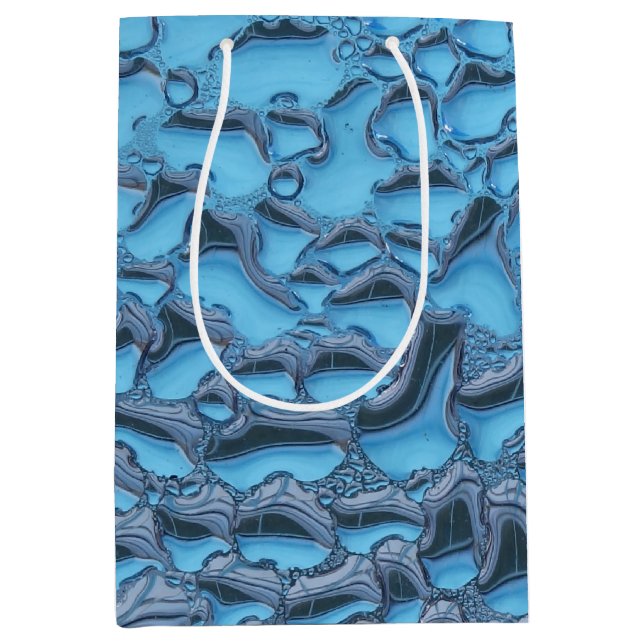 Bolsa De Regalo Mediana Gotas de lluvia suaves en vidrio azul (Anverso)