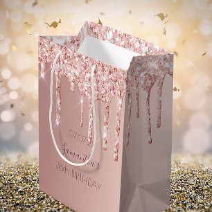 Bolsa De Regalo Mediana goteo de oro de rosa de 18 años