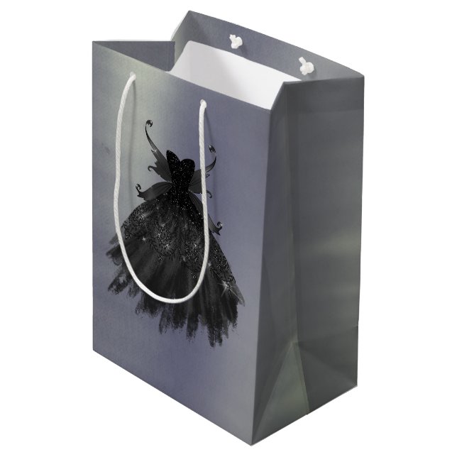 Bolsa De Regalo Mediana Gothic Fairy Black Gown | Vampy Gótico Glam Sheen (Angulo reverso)