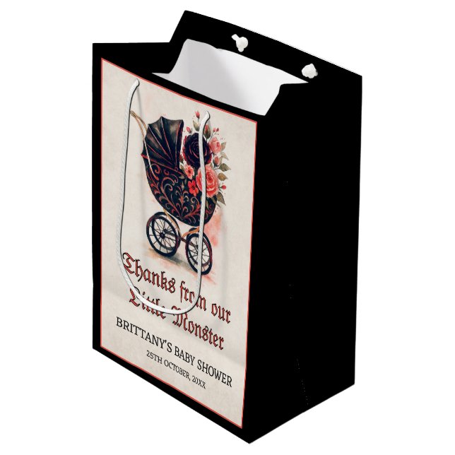 Bolsa De Regalo Mediana Gothic Stroller Halloween Baby Shower  (Angulo Anverso)