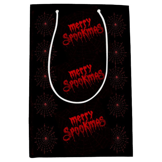 Bolsa De Regalo Mediana Gothmas Bold Red Script on Black Goth Christmas (Anverso)