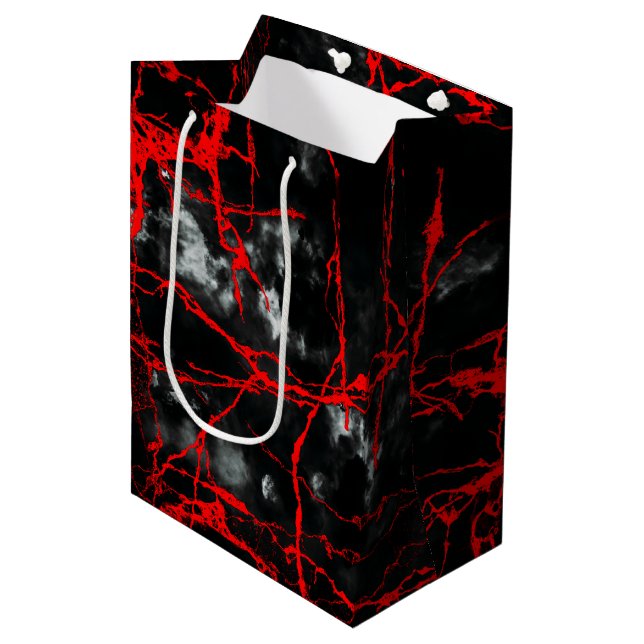 Bolsa De Regalo Mediana Gótico nocturno de horror - Blanco y negro, rojo (Angulo Anverso)