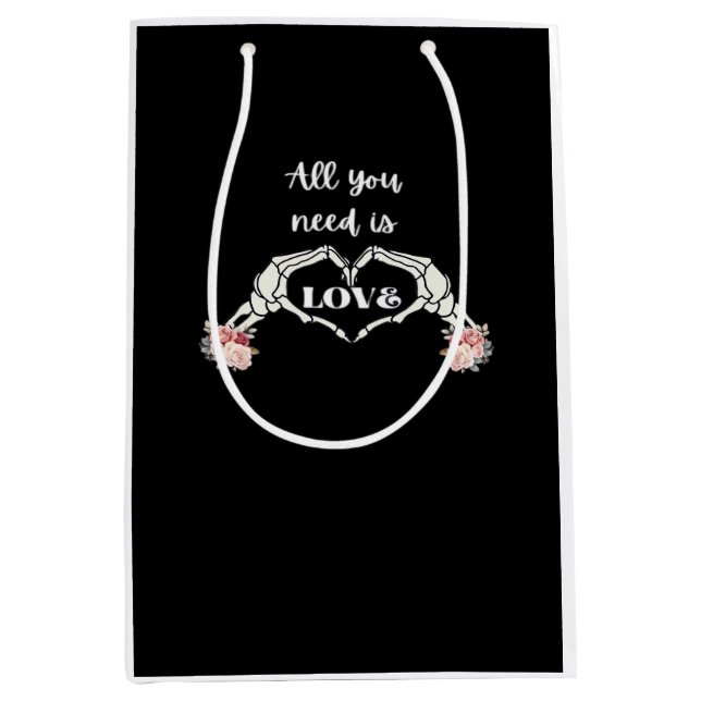 Bolsa De Regalo Mediana Gótico Valentines Classic - Skeleton manos corazón (Anverso)