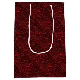 Bolsa De Regalo Mediana Gotitas de Agua sobre Metal Carmesí