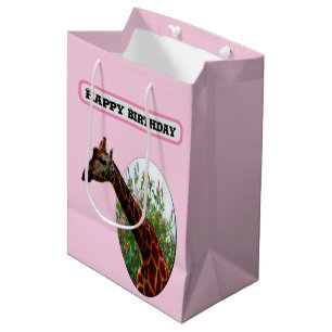 Bolsa De Regalo Mediana "Gracia Tropical: Arte emergente de jirafa con Hib