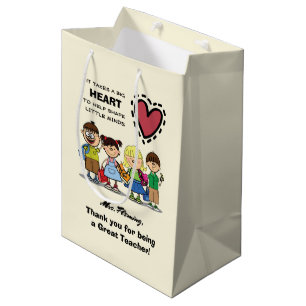 Bolsa De Regalo Mediana Gracias, profesor. Bolsos personalizados del