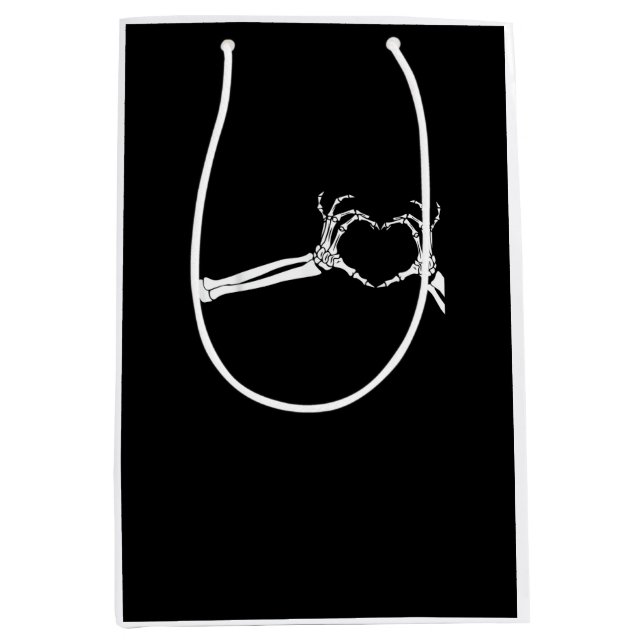 Bolsa De Regalo Mediana Graciosas Manos del Corazón Skeleton. Halloween Co (Anverso)