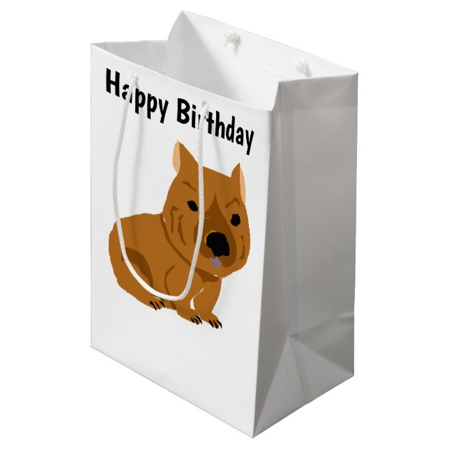 Bolsa De Regalo Mediana Gracioso arte primitivo de Wombat (Angulo Anverso)