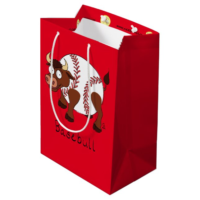 Bolsa De Regalo Mediana Gracioso Béisbol Deportes Niños Personalizado Anim (Angulo reverso)